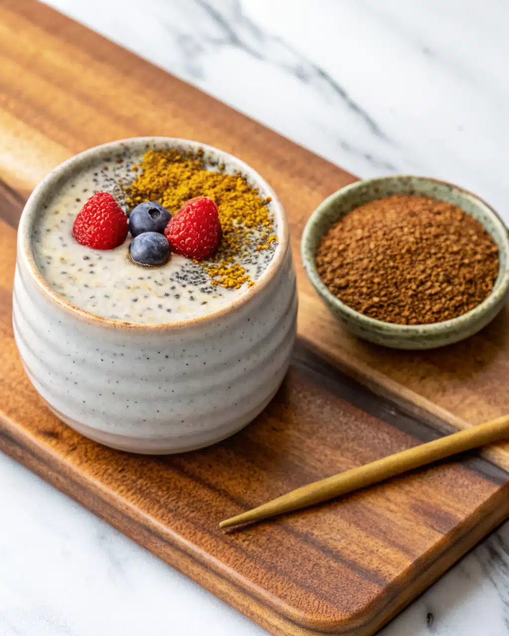 Cottage cheese chia pudding with fresh berries