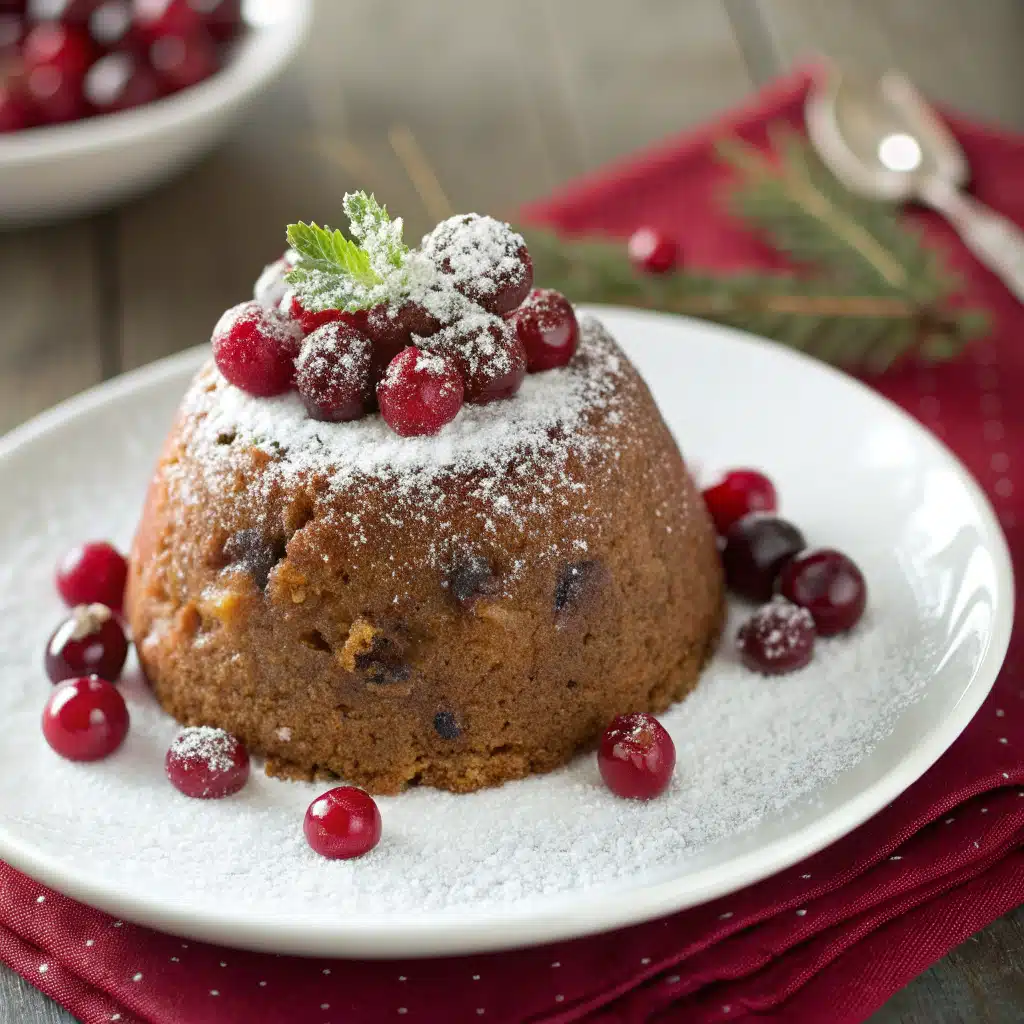 Cranberry Gingerbread Christmas Pudding