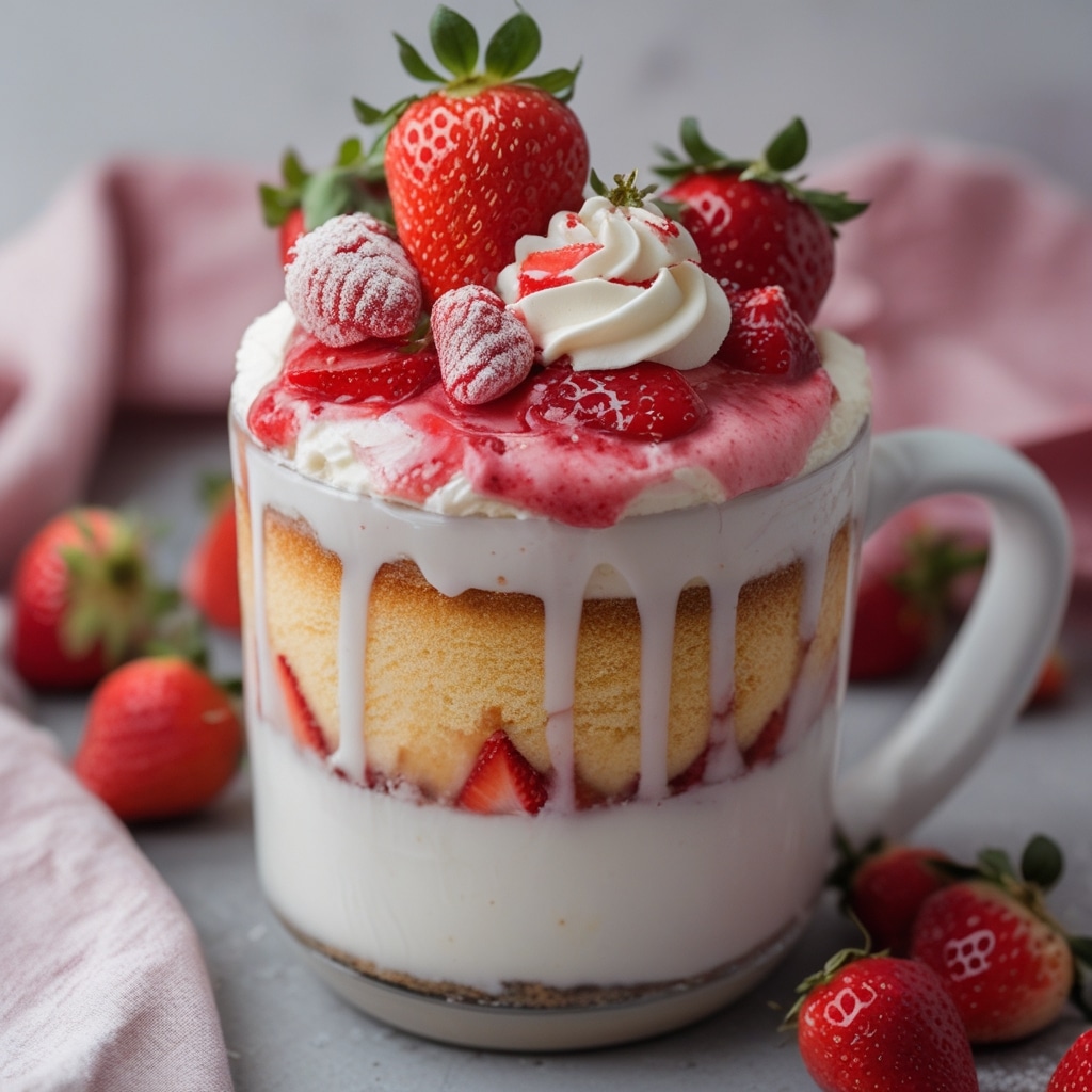 Strawberry Cheesecake Mug Cake 1 Strawberry Cheesecake Mug Cake