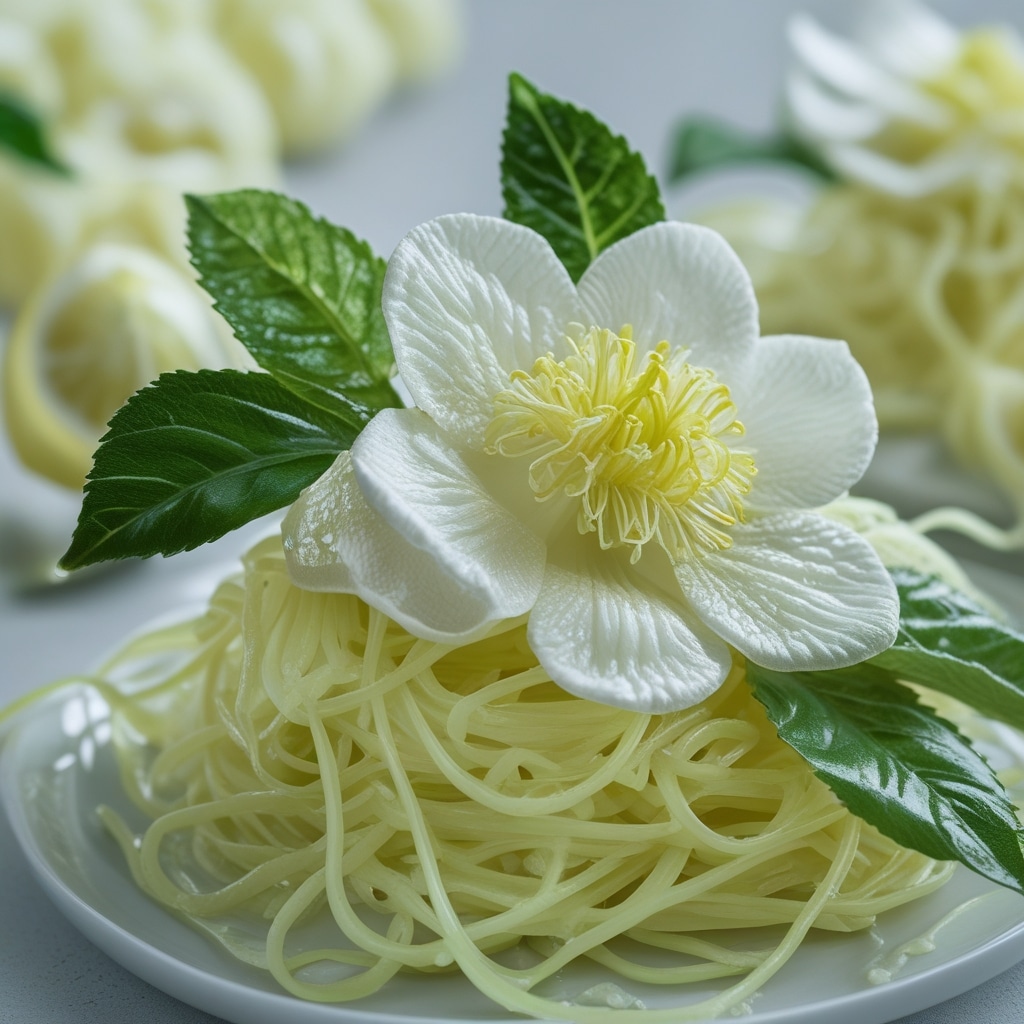 Creamy Green Spaghetti Lemon Blossoms