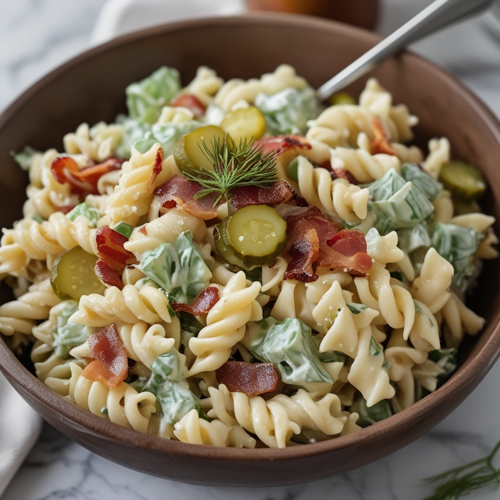 Dill Pickle Bacon Pasta Salad