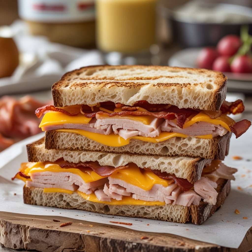 Cheddar and Bacon Turkey Melt on Sourdough