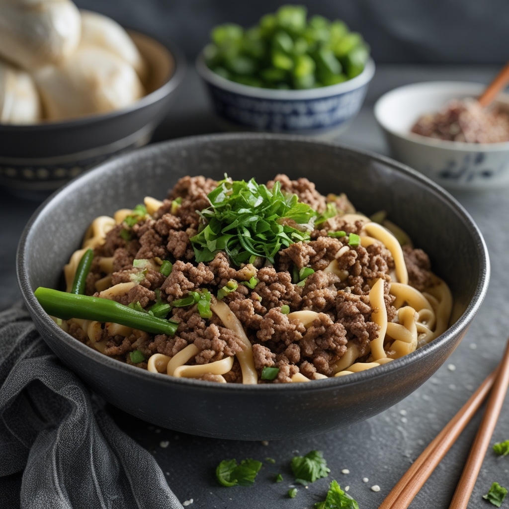 Mongolian Ground Beef Noodle Delight