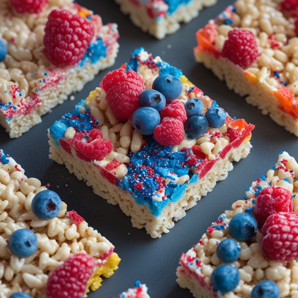 Colorful Rice Krispie Treats for July 4th