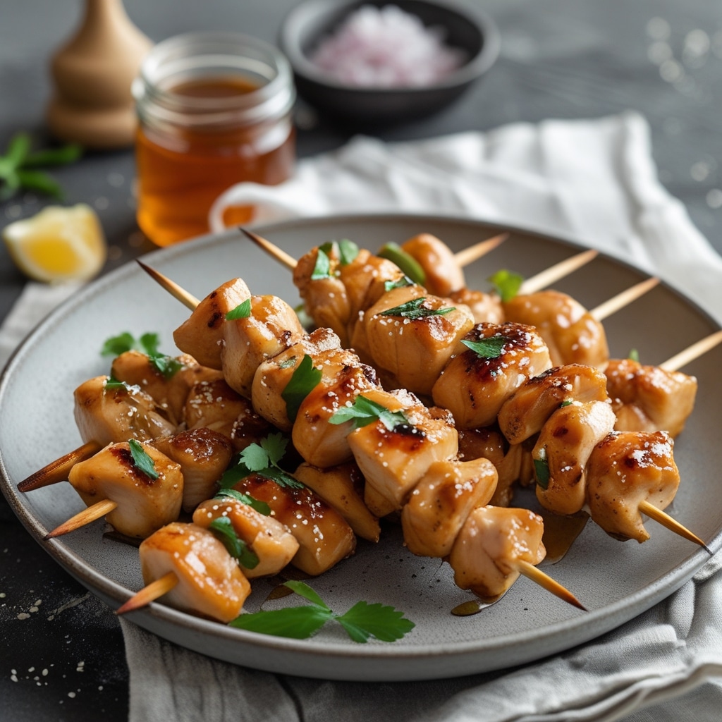 Honey Garlic Chicken Skewers Recipe 1 Honey Garlic Chicken Skewers Recipe