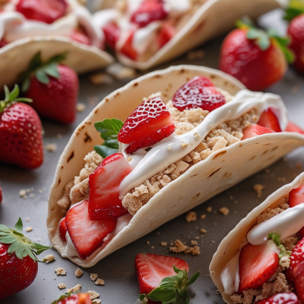 Delicious Strawberry Crunch Cheesecake Tacos