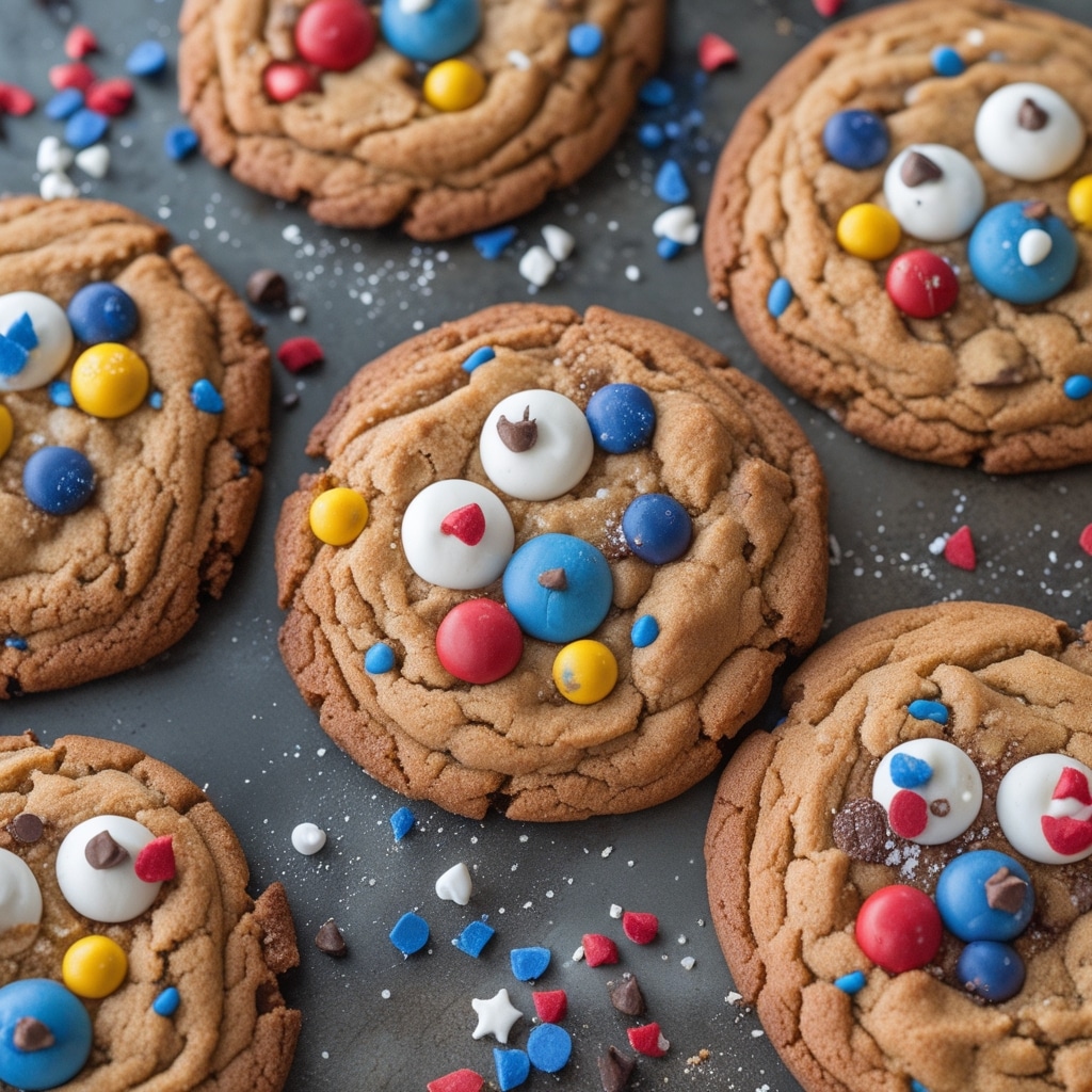 4th of July Monster Cookies Browned