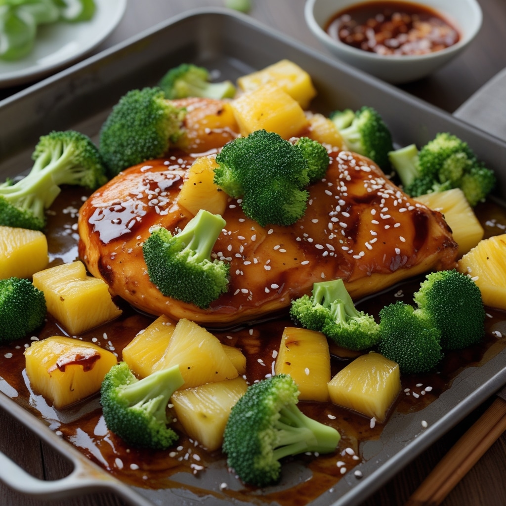 Teriyaki Sheet Pan Pineapple Chicken And Broccoli