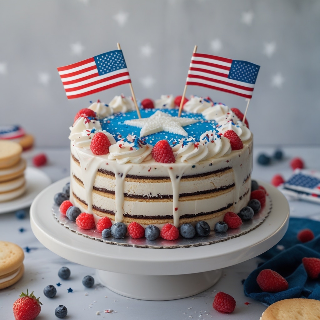 patriotic ice cream sandwich cake
