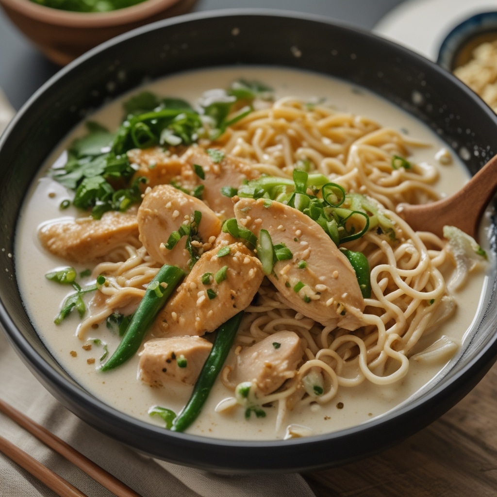 CHICKEN RAMEN WITH CREAMY GARLIC SAUCE