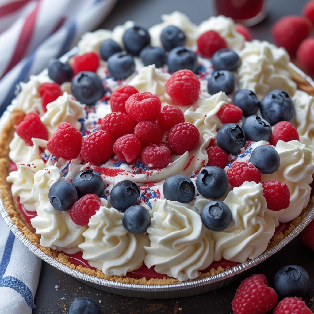 Irresistible No-Bake 4th of July Swirl Pie