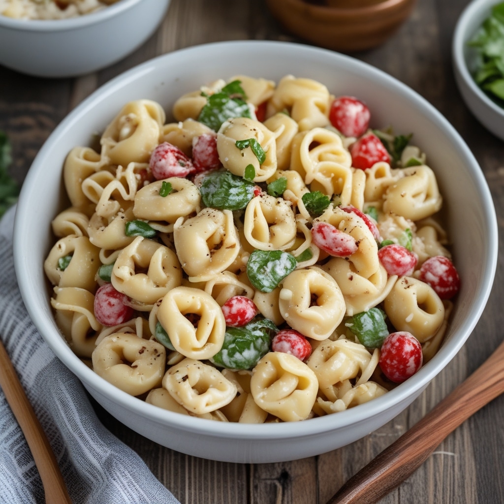 Simple cold tortellini pasta salad