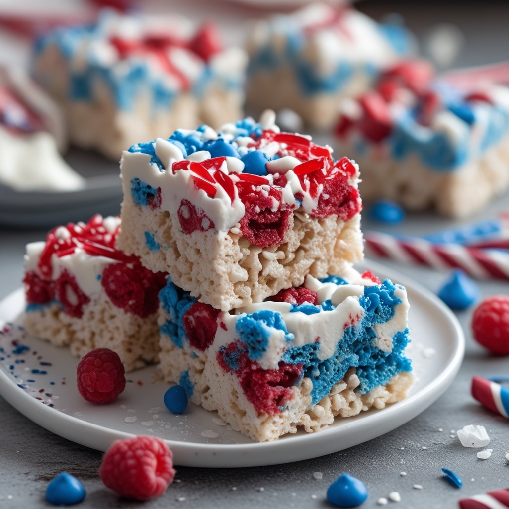Gorgeous Red, White & Blue Rice Krispie Treats