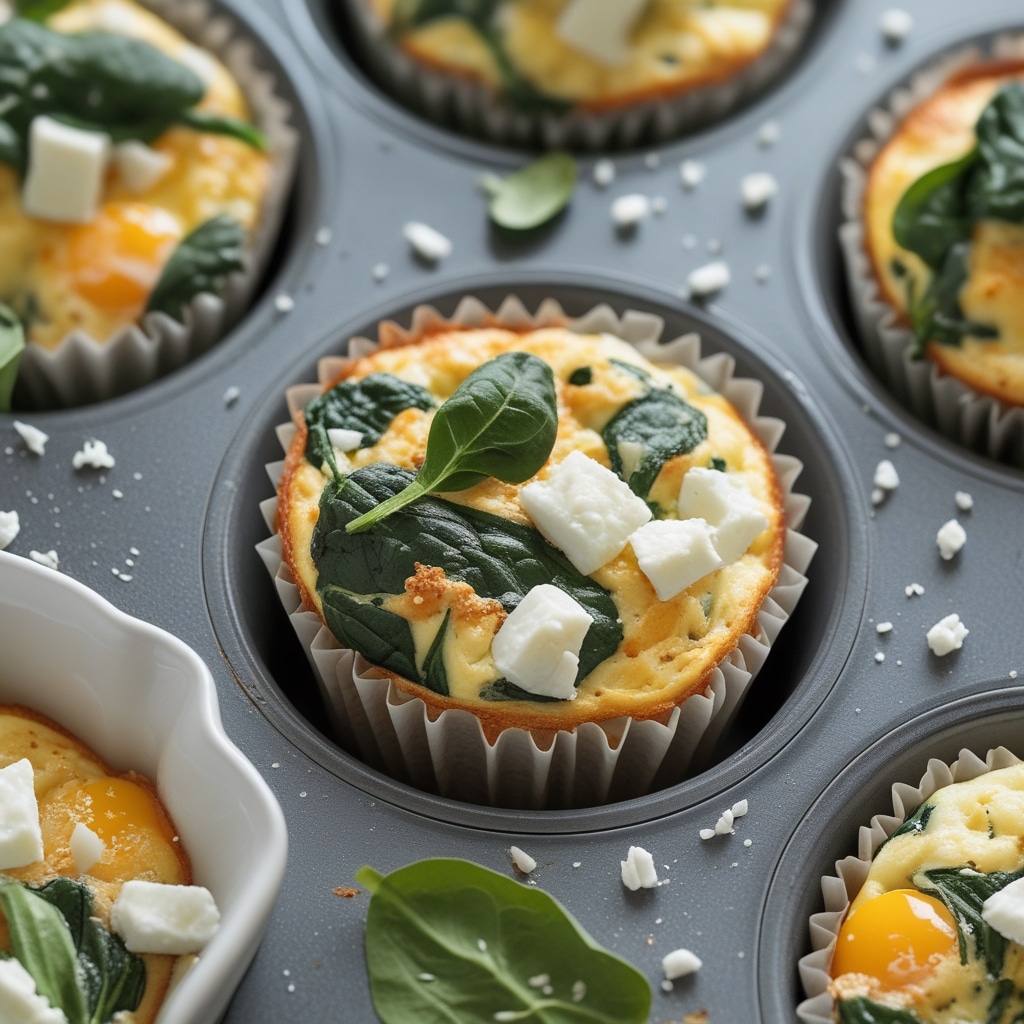 Egg Muffins with Spinach and Feta for Breakfast