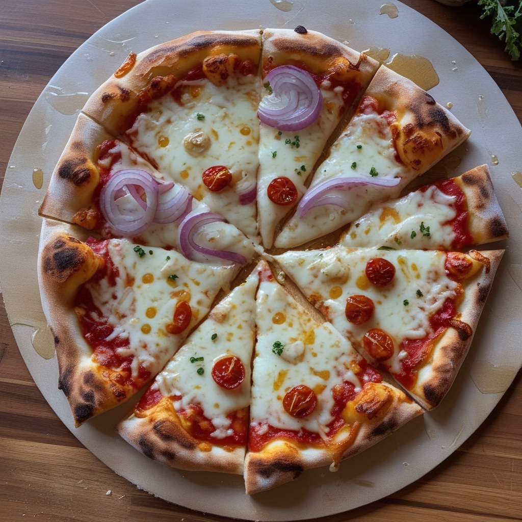 Homemade Cheese Pizza with Honey Glazed Crust