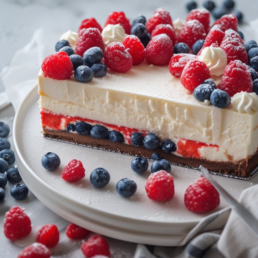 Red, White, and Blue Layered Cheesecake 1 Red, White, and Blue Layered Cheesecake