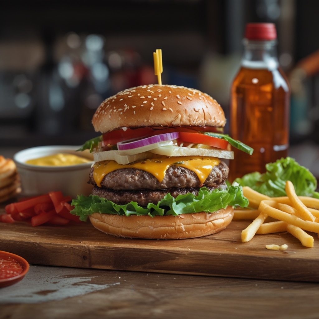Classic American Hamburger with All the Fixings 1 Classic American Hamburger with All the Fixings