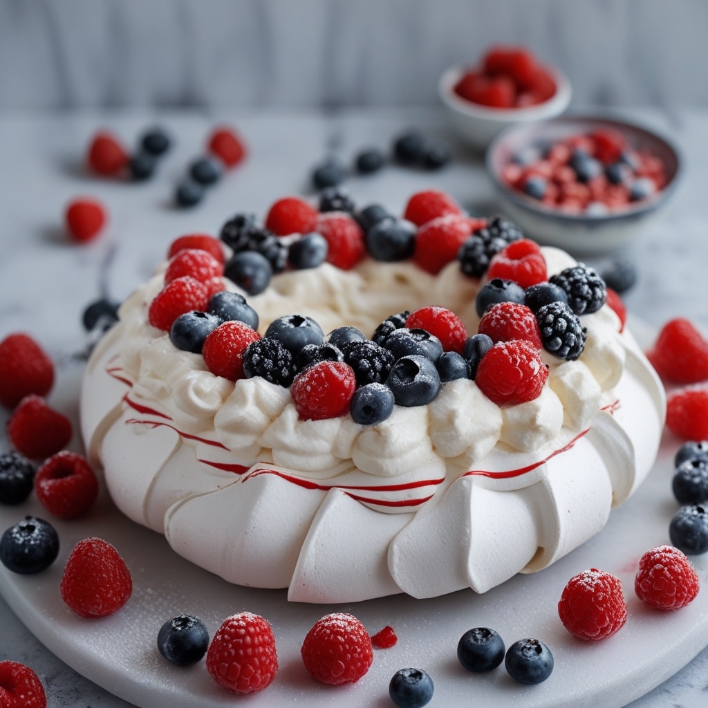 Red, White, and Blue Berry Pavlova