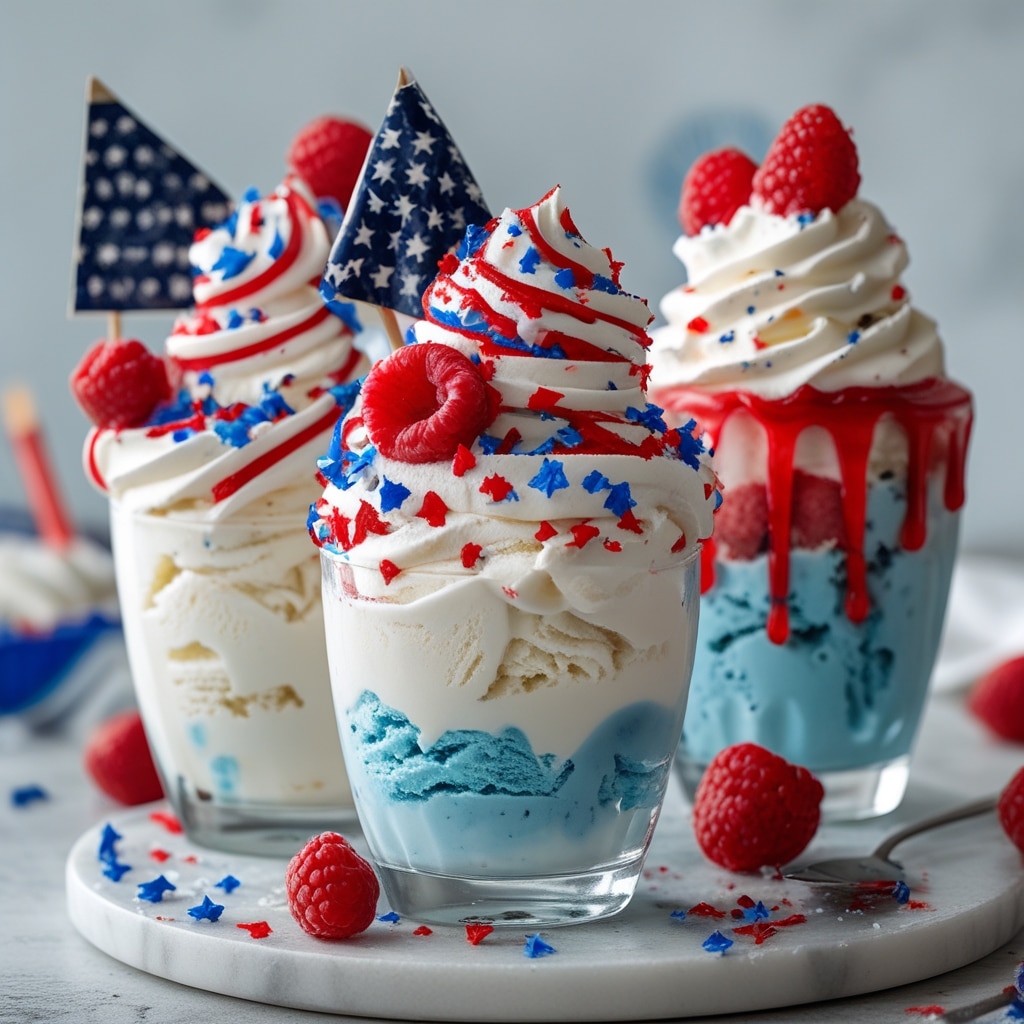 Creative Red, White, and Blue Ice Cream Sundaes