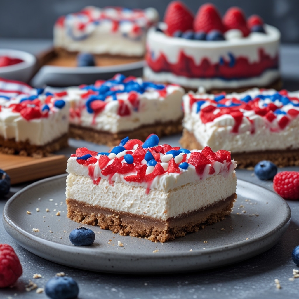 Red, White & Blue Cheesecake Bars