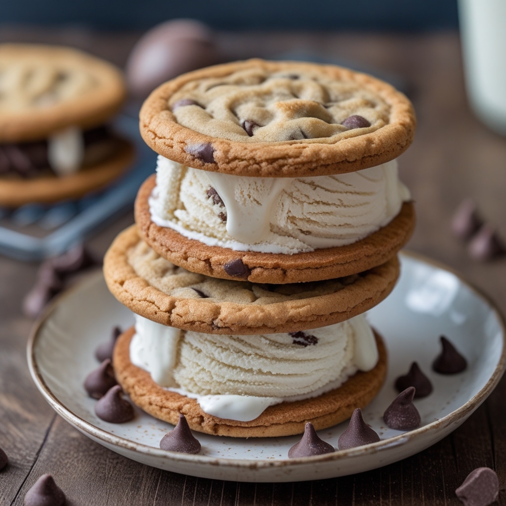 Chocolate Chip Cookie Ice Cream Sandwiches