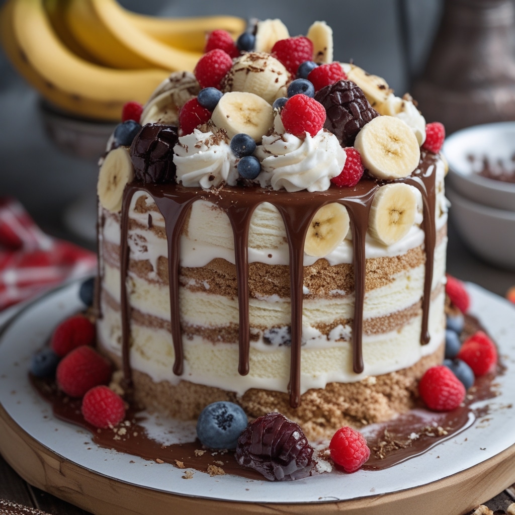 Banana Split Ice Cream Cake 1 Banana Split Ice Cream Cake