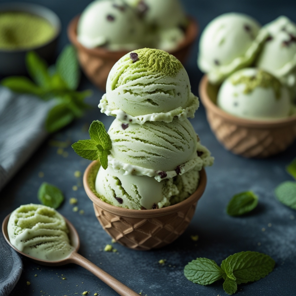 Matcha Mint Chip Ice Cream
