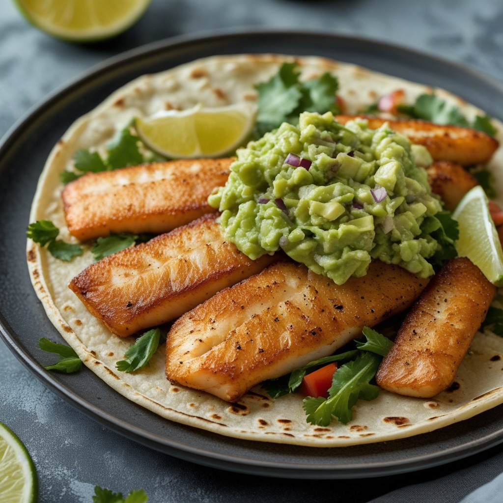 Pan-Seared Fish Tacos with Guacamole 1 Pan-Seared Fish Tacos with Guacamole