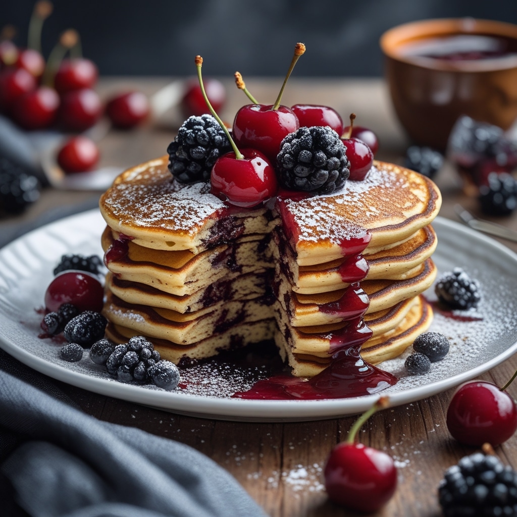 Black Forest Pancakes with Cherry Topping