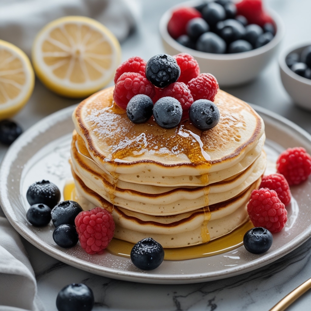 Lemon Ricotta Pancakes with Fresh Berries