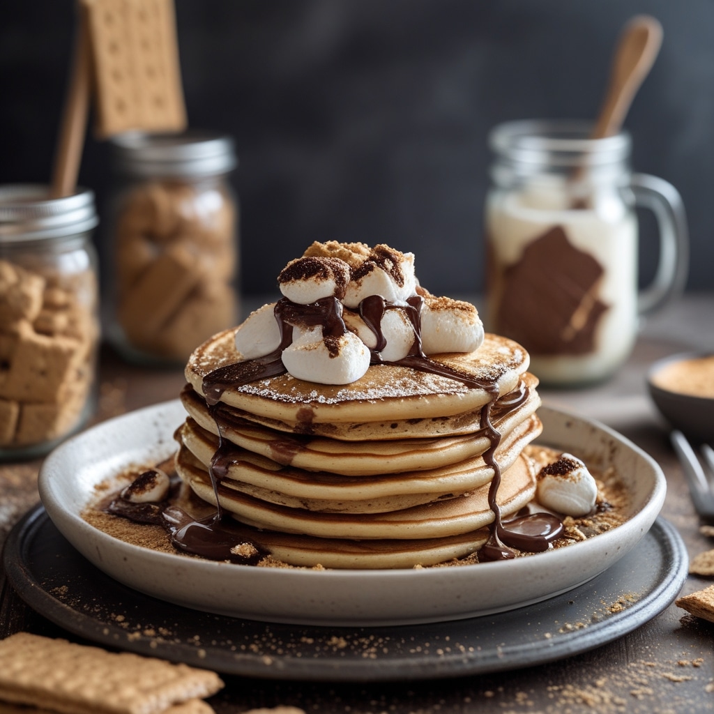 S'mores Pancakes with Graham Cracker Crust