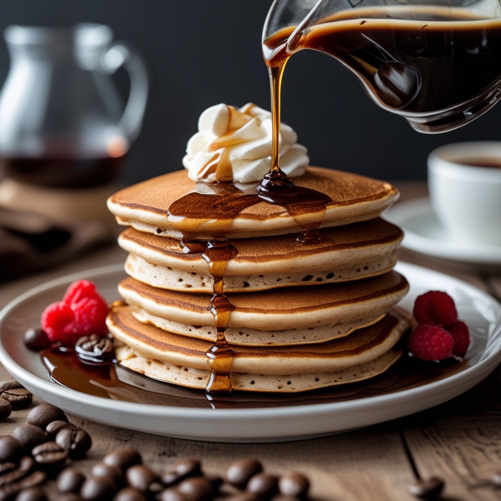 Coffee Infused Pancakes with Espresso Syrup