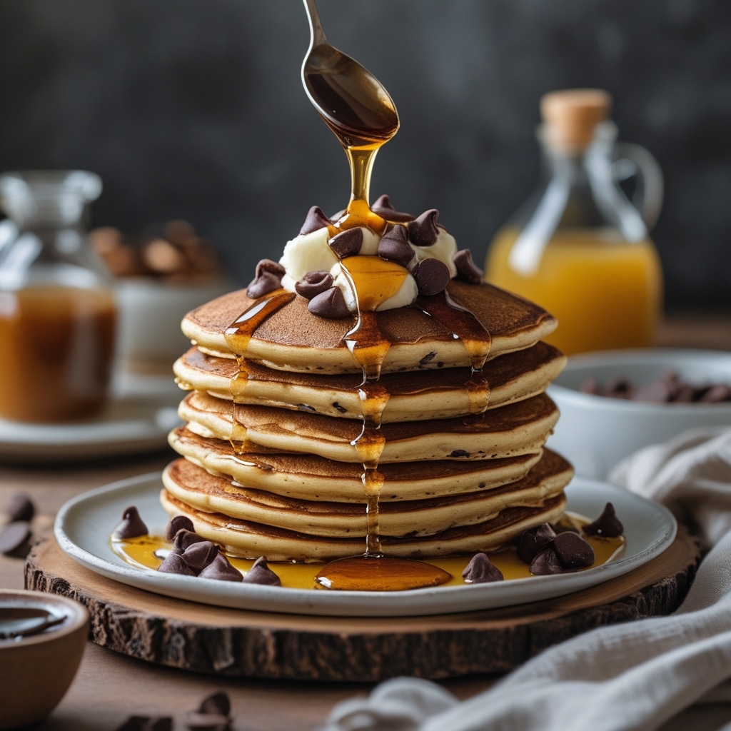 Chocolate Chip Pancakes with Homemade Syrup 1 Chocolate Chip Pancakes with Homemade Syrup