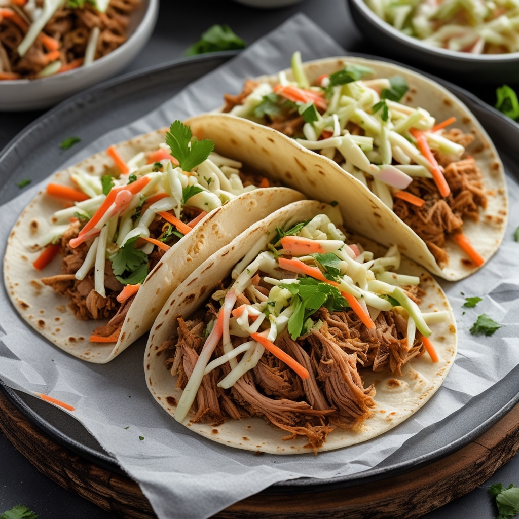Pulled Pork Tacos with Crunchy Slaw