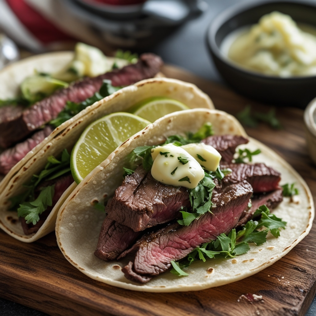 Gourmet Steak Tacos with Garlic Butter