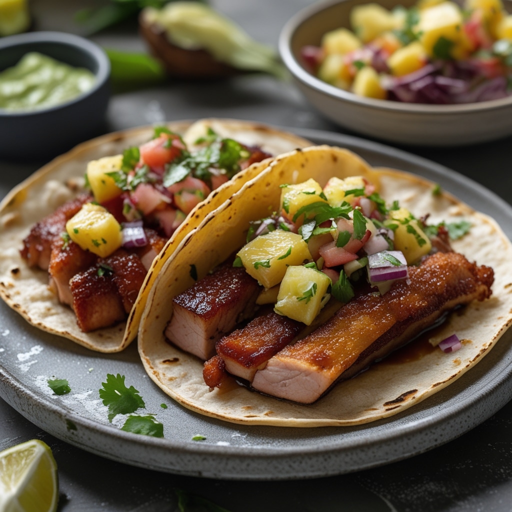 Crispy Pork Belly Tacos with Pineapple Salsa 1 Crispy Pork Belly Tacos with Pineapple Salsa