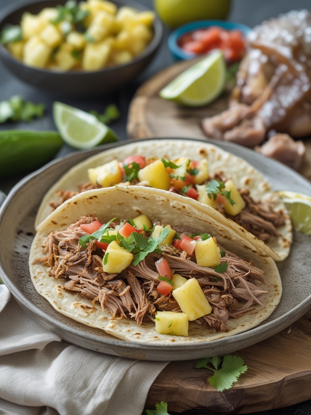Pulled Pork Tacos with Pineapple Salsa 1 Pulled Pork Tacos with Pineapple Salsa