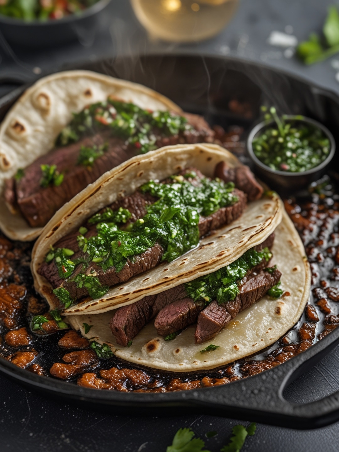 Sizzling Steak Tacos with Chimichurri Sauce 1 Sizzling Steak Tacos with Chimichurri Sauce