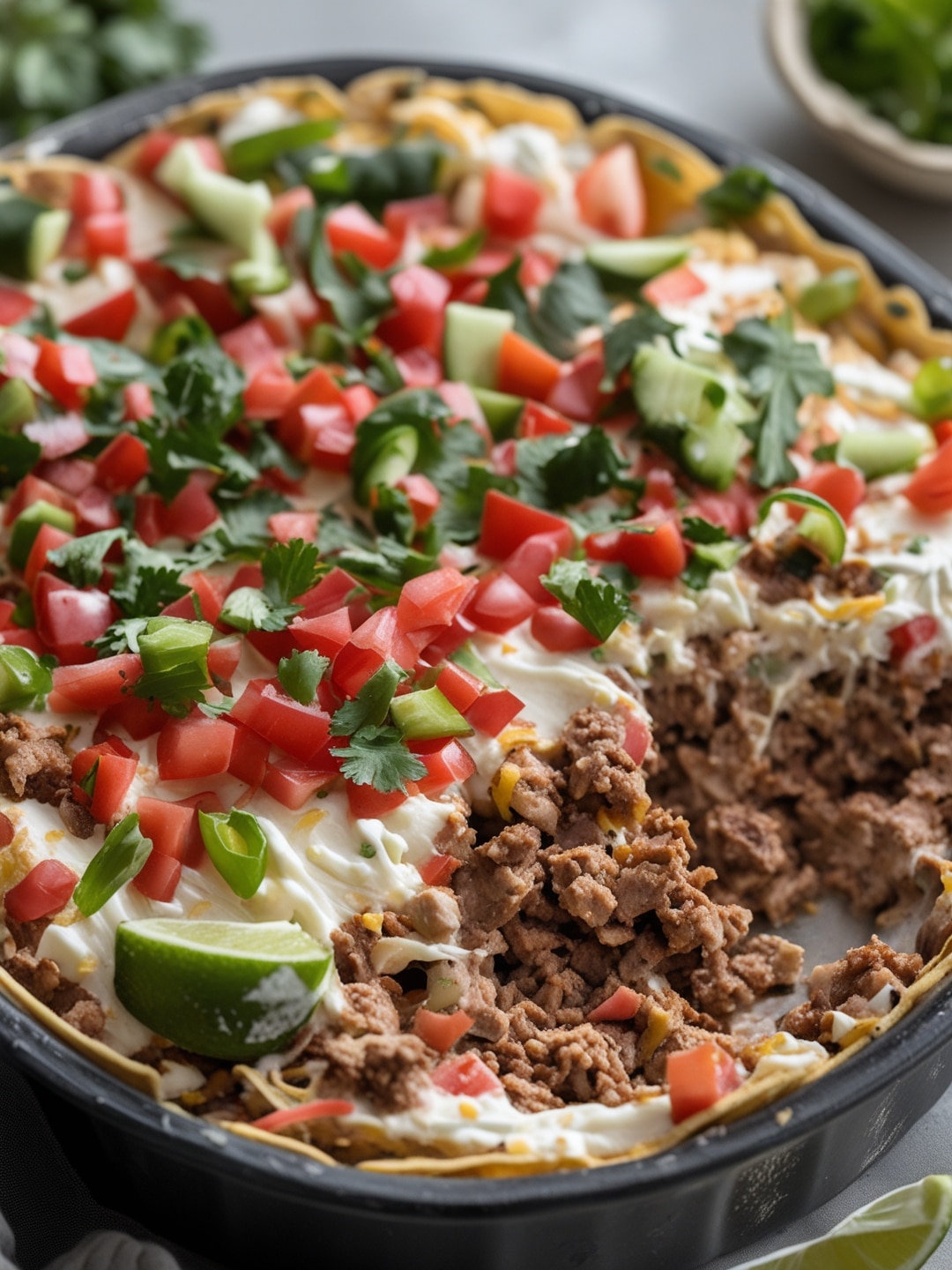 Savory Taco Dip with Cream Cheese and Meat 1 Savory Taco Dip with Cream Cheese and Meat