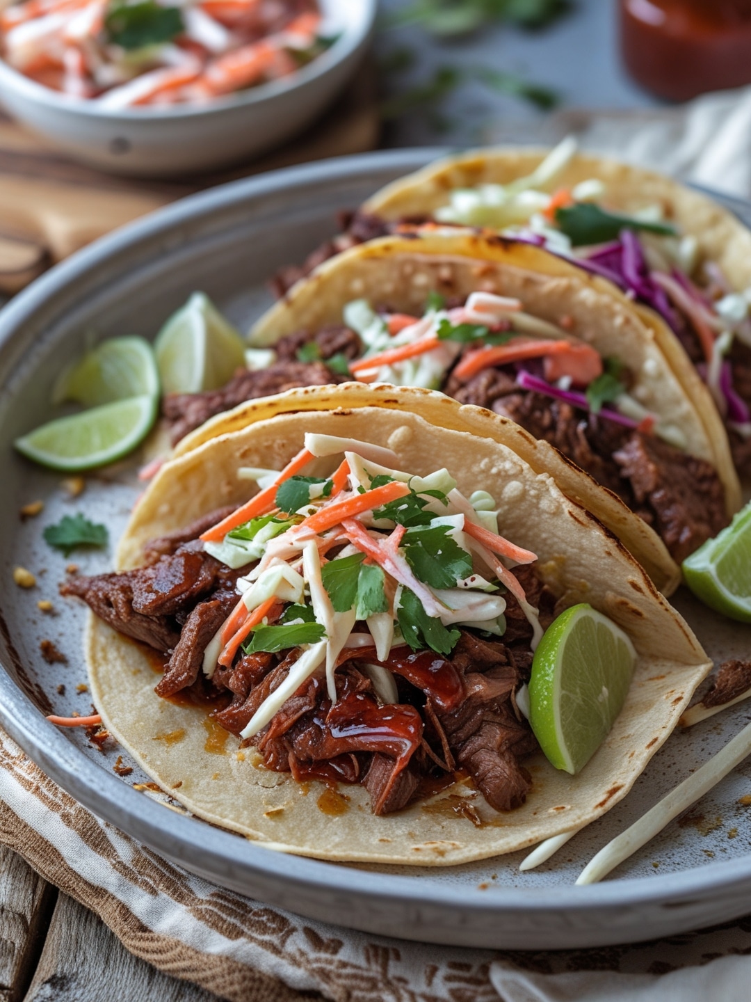 Tangy BBQ Beef Tacos with Slaw 1 Tangy BBQ Beef Tacos with Slaw