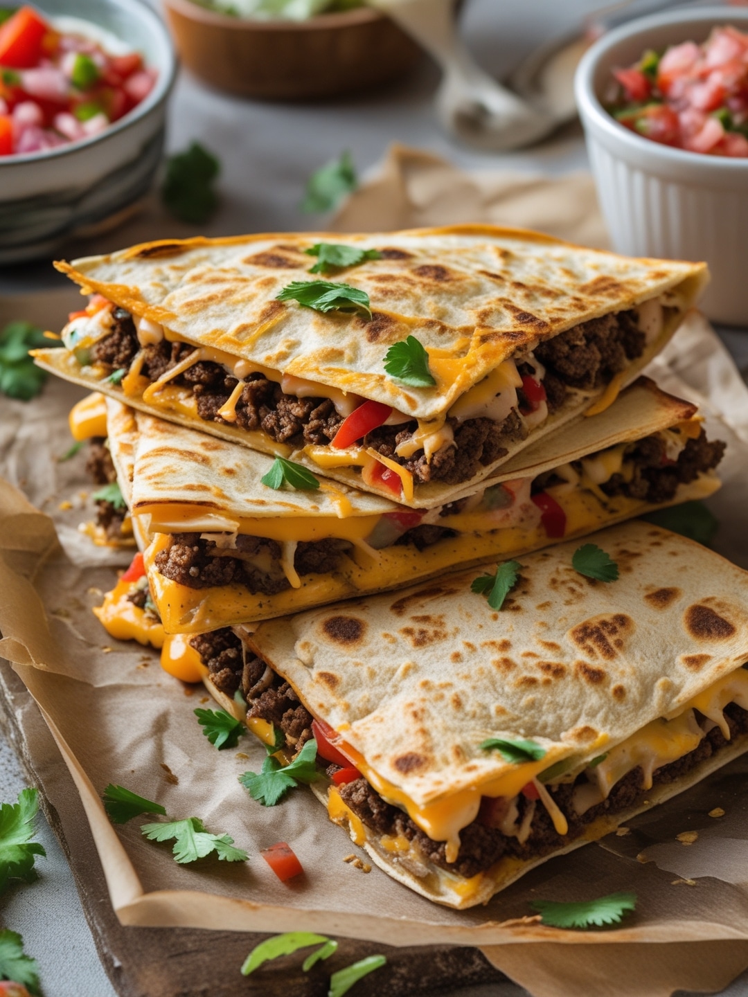 Cheesy Taco Quesadillas with Creamy Salsa 1 Cheesy Taco Quesadillas with Creamy Salsa