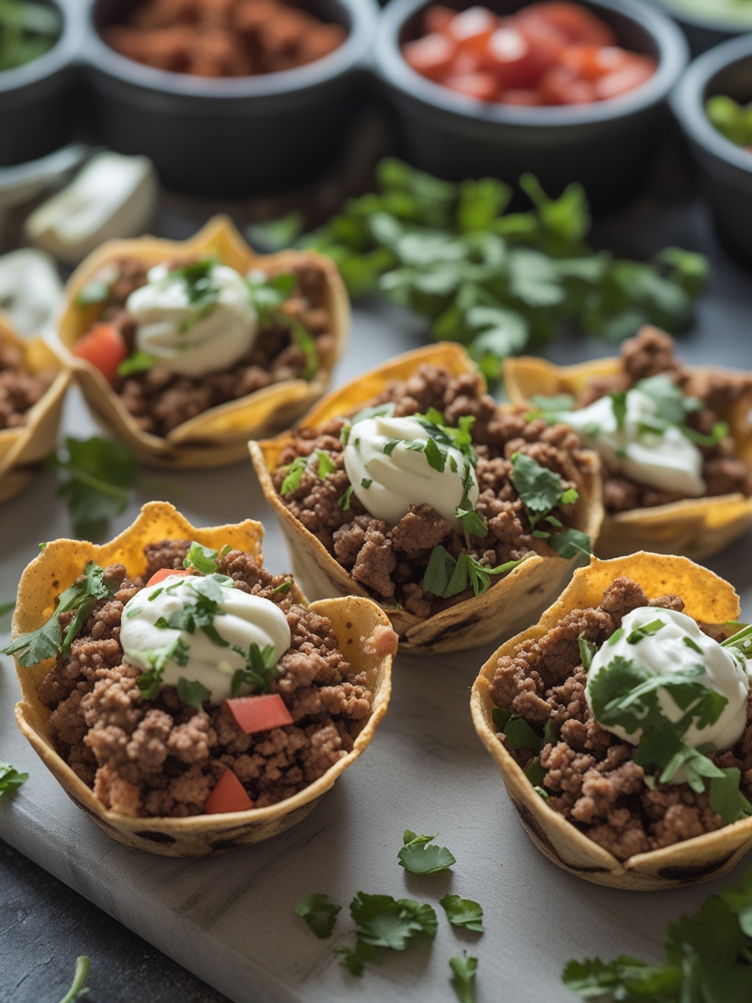 Mini Taco Cups with Ground Beef 1 Mini Taco Cups with Ground Beef