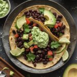 Vegetarian Black Bean Tacos with Avocado Cream