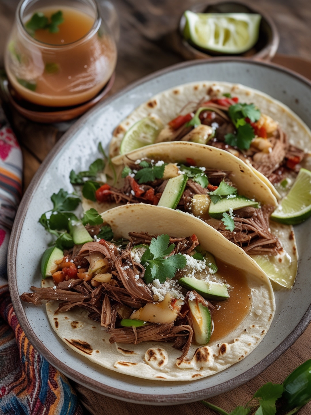 Traditional Quesabirria Tacos with Consommé