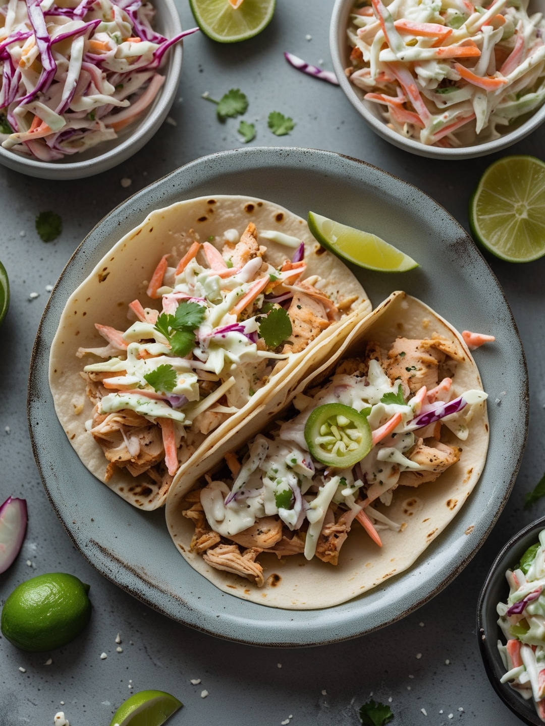 Slow Cooker Chicken Tacos with Creamy Slaw