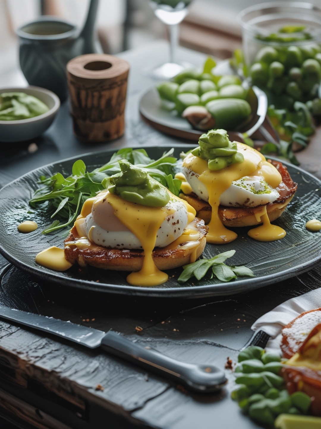 Eggs Benedict with Avocado Hollandaise
