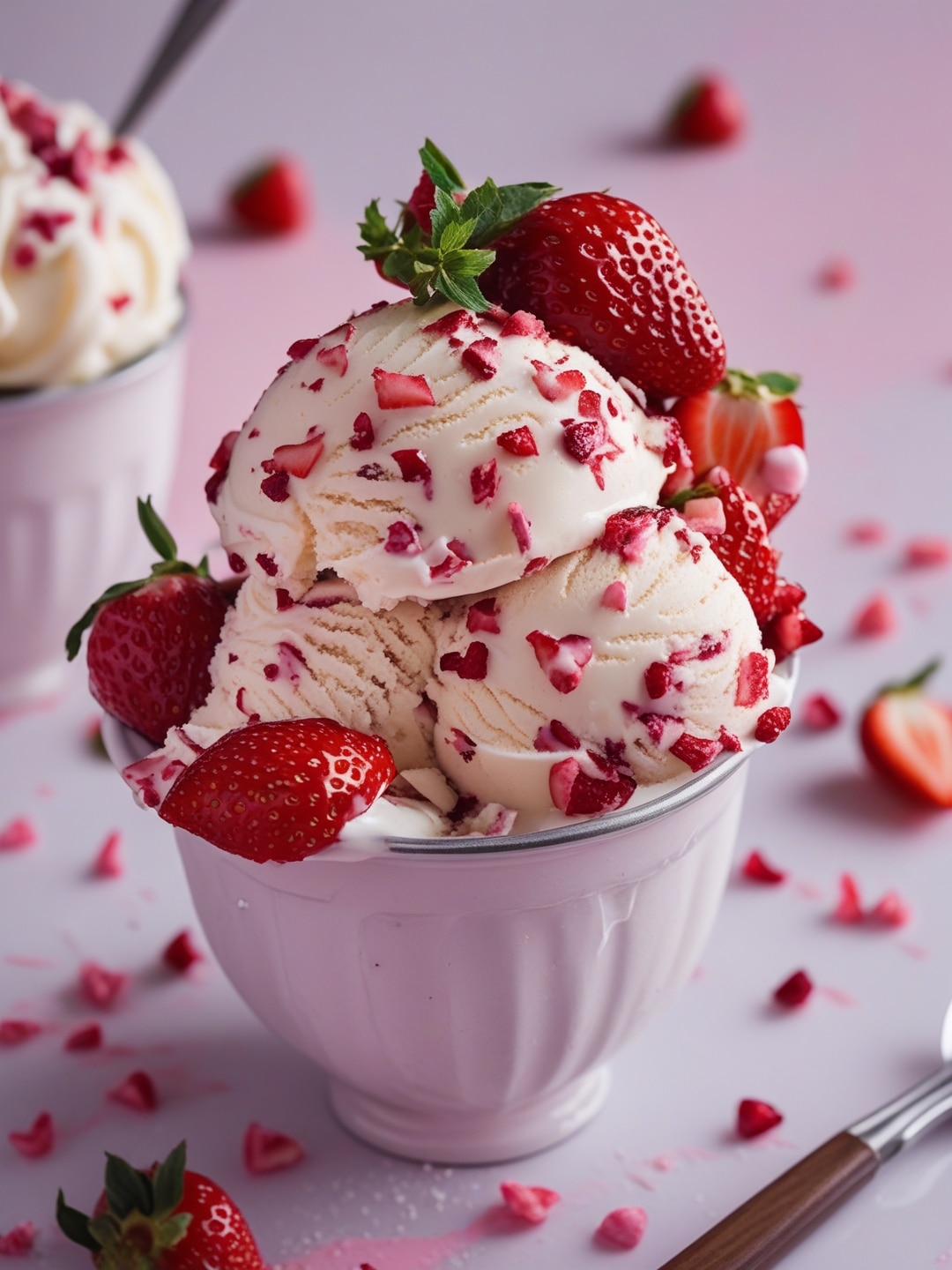 No-Churn Strawberry Cheesecake Ice Cream