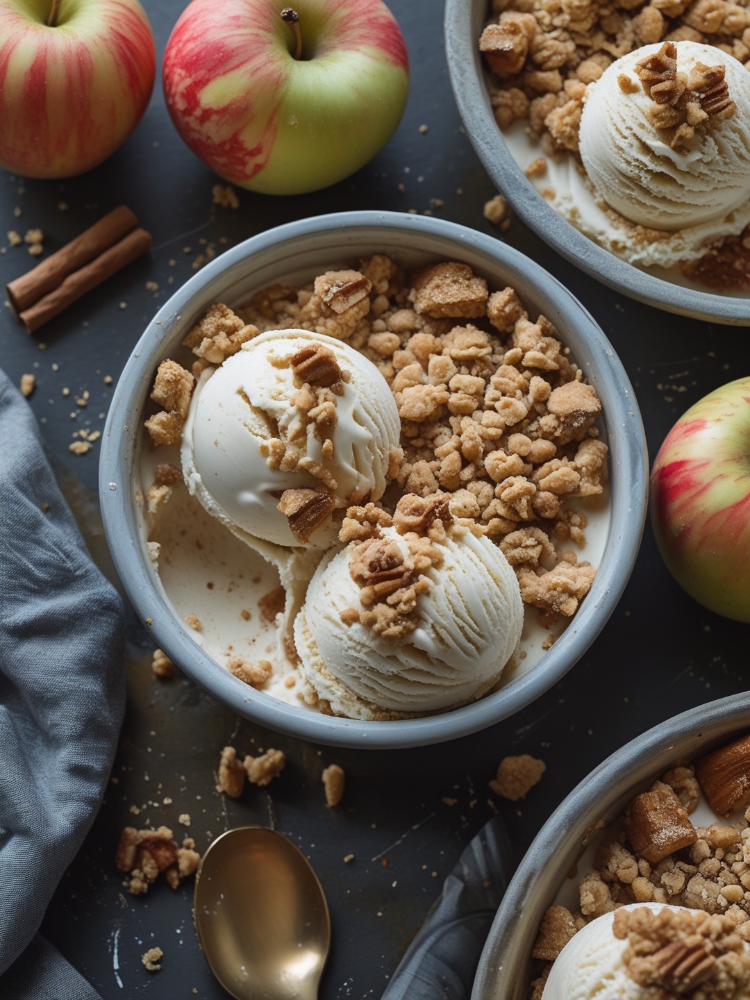 Apple Pie Ice Cream with Crumble Topping