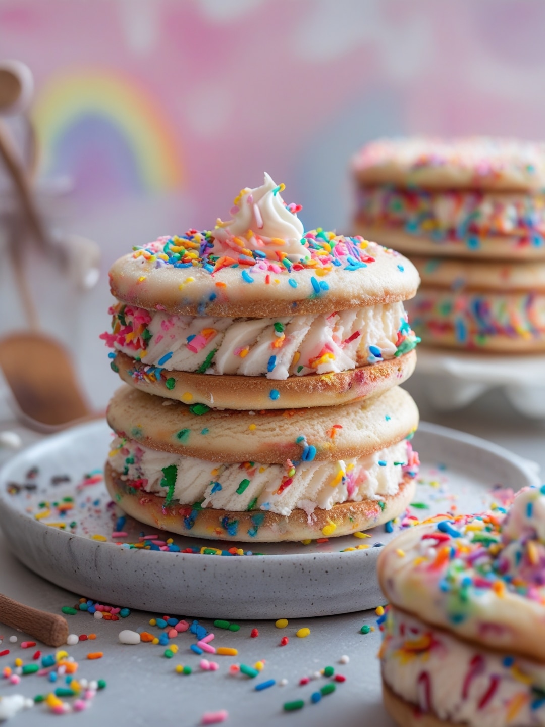Rainbow Sprinkles Ice Cream Sandwich Cake