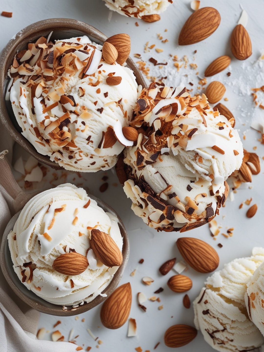 Almond Joy Ice Cream with Toasted Coconut